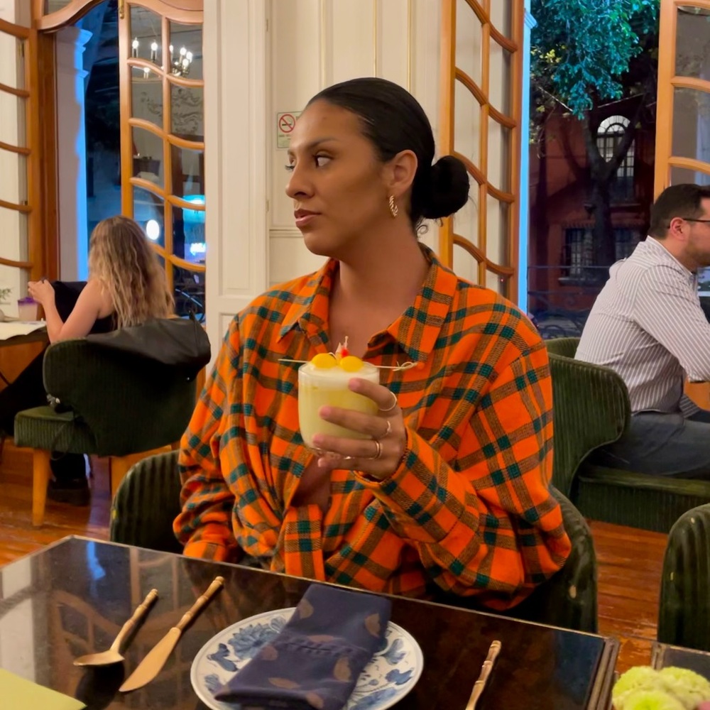 PrettyLittleThing Women's Orange and Green Plaid Shirt
